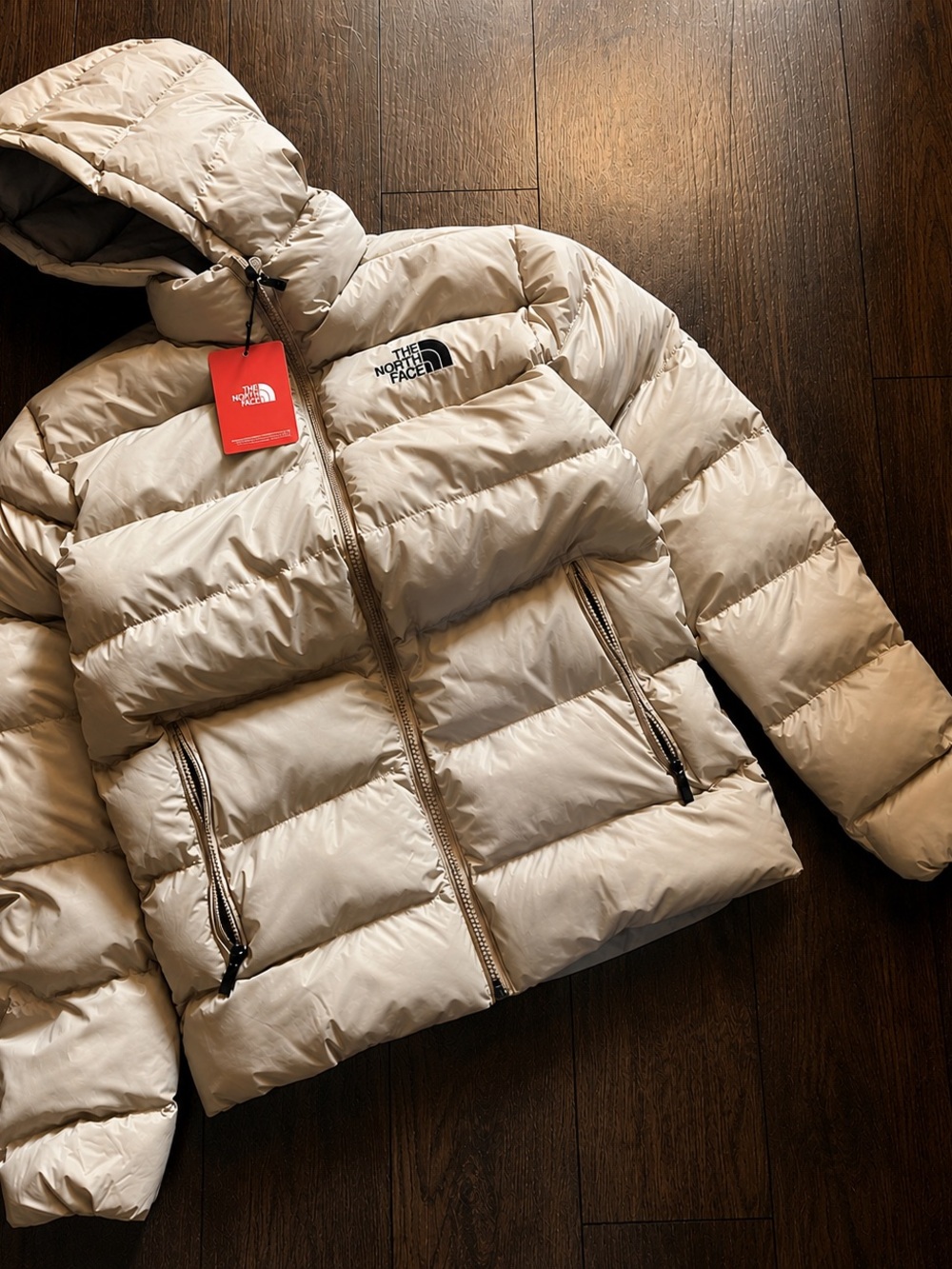 The North Face Cream Quilted Down Puffer Jacket